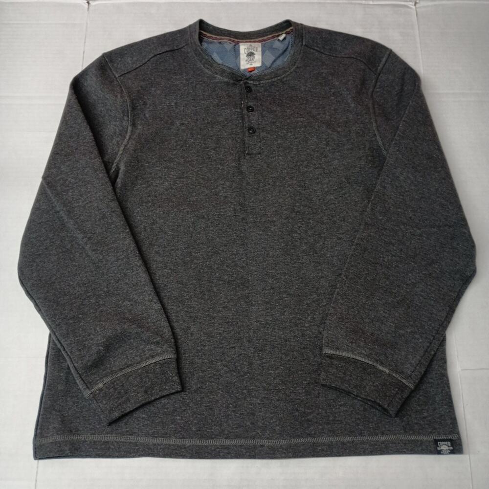 Copper Oak‎ Henley Sweatshirt Men's 2XL Gray Pullover Cotton